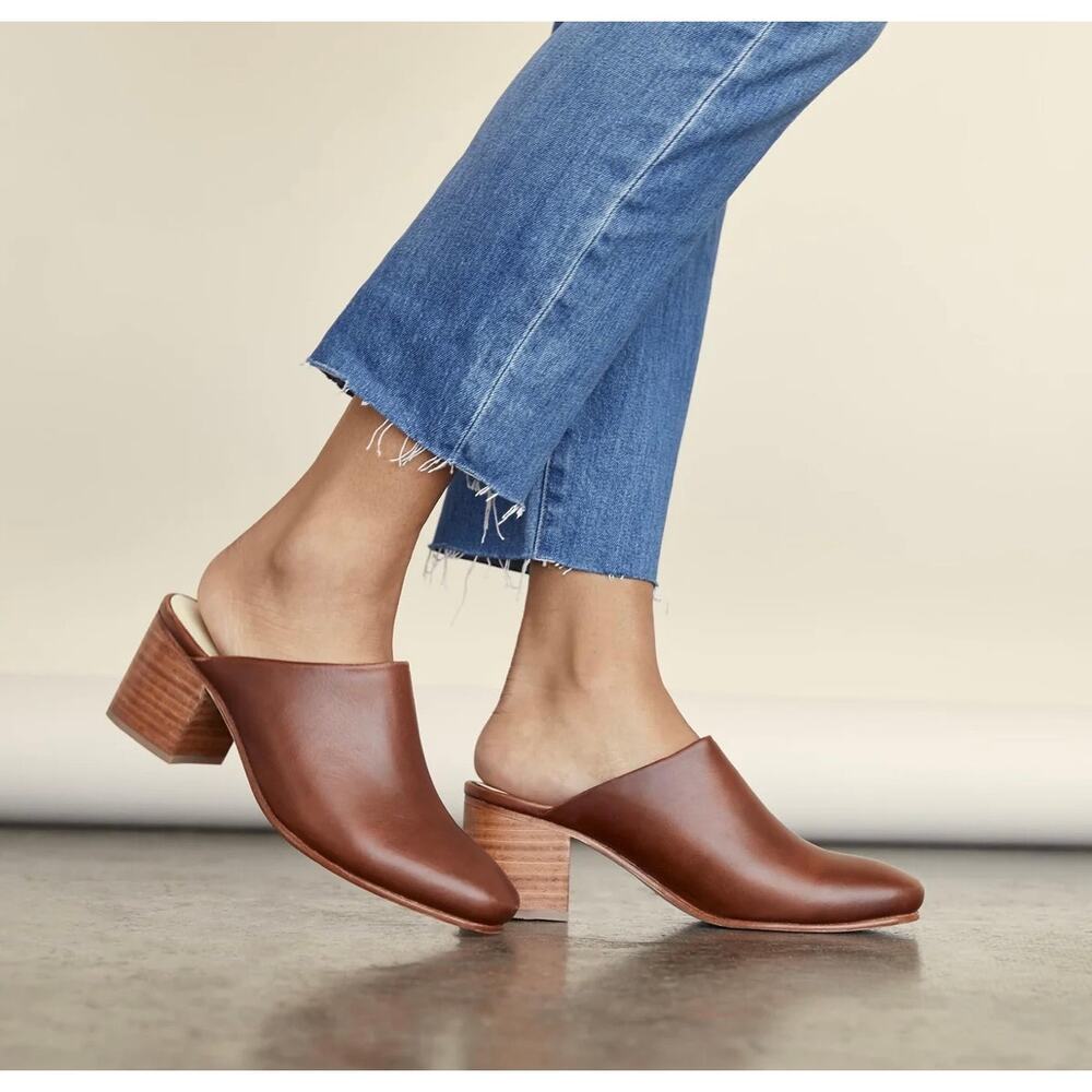 Nisolo All Day Heeled Mules (Brandy size 9)
